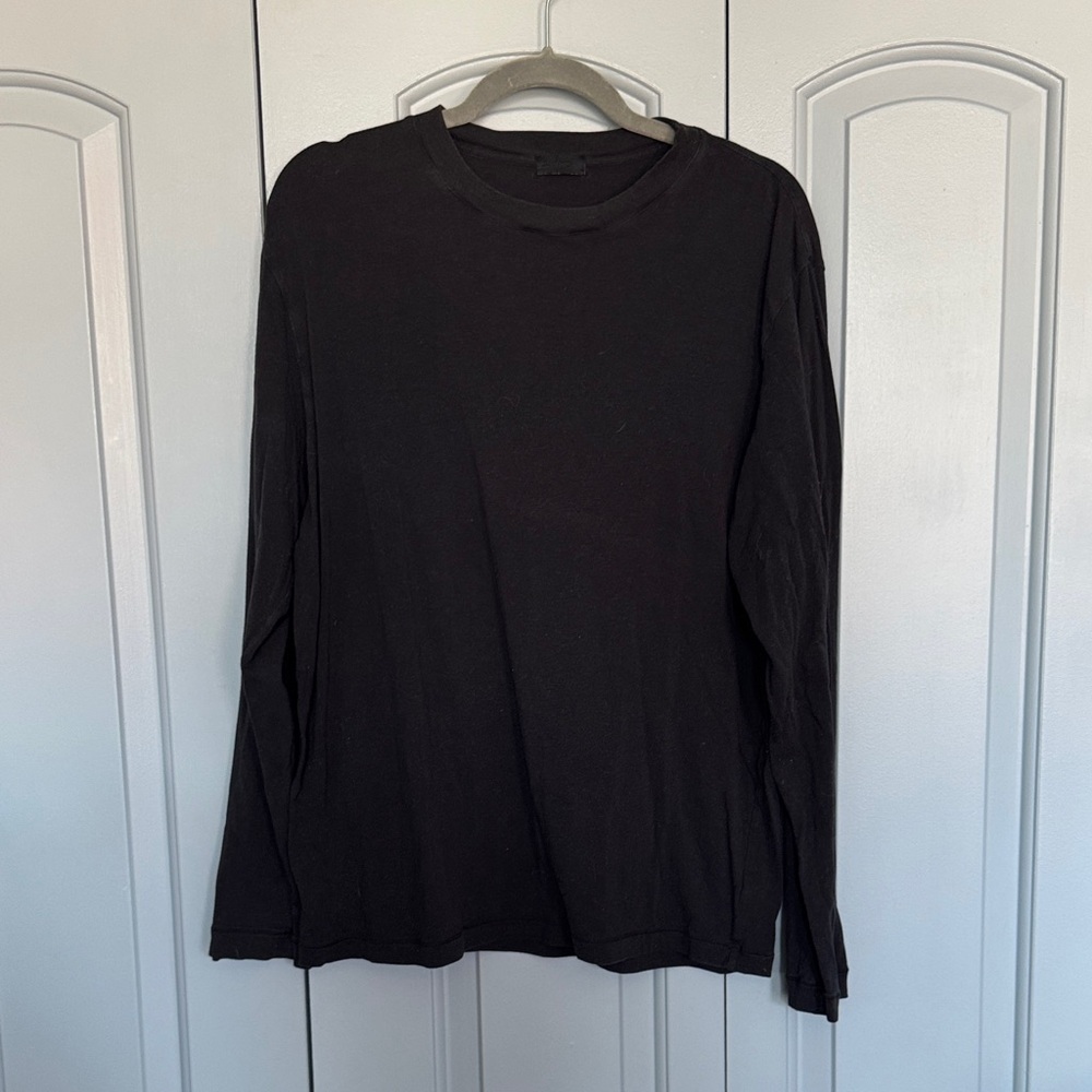 Skims Onyx Cotton Jersey Oversized Long Sleeve T-Shirt Black L